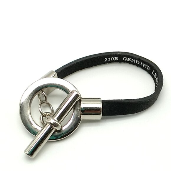 Black Leather Toggle Bracelet Unisex *Small Flaw* - Picture 12 of 14